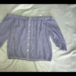 off shoulder striped blouse